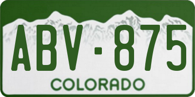 CO license plate ABV875