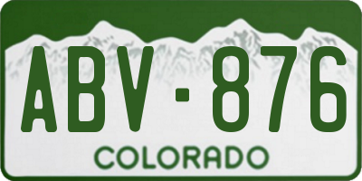 CO license plate ABV876