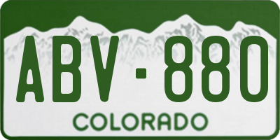 CO license plate ABV880