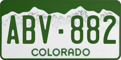 CO license plate ABV882