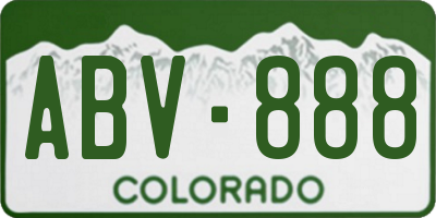 CO license plate ABV888