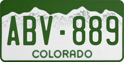CO license plate ABV889