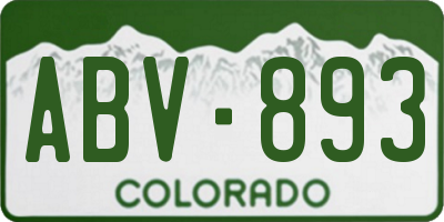 CO license plate ABV893