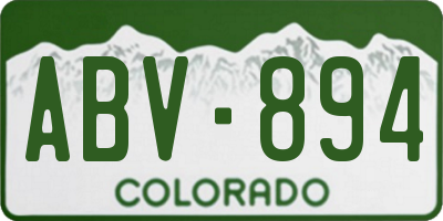 CO license plate ABV894