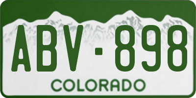 CO license plate ABV898