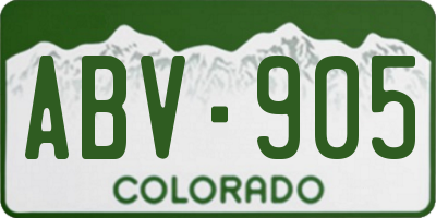 CO license plate ABV905