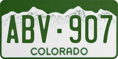 CO license plate ABV907