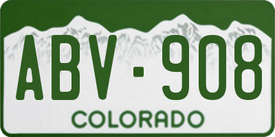 CO license plate ABV908