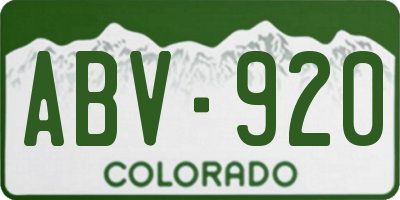 CO license plate ABV920