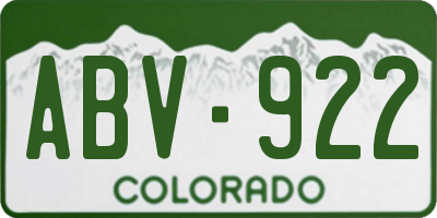 CO license plate ABV922