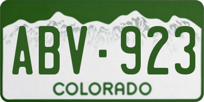 CO license plate ABV923