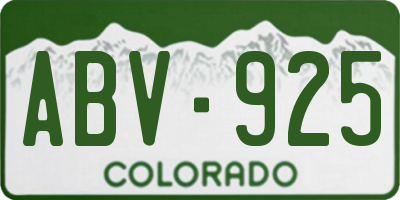 CO license plate ABV925