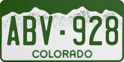 CO license plate ABV928