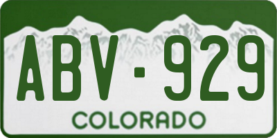 CO license plate ABV929