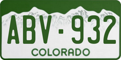 CO license plate ABV932