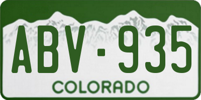 CO license plate ABV935