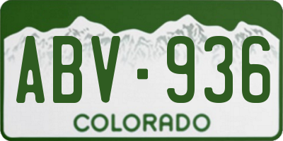 CO license plate ABV936