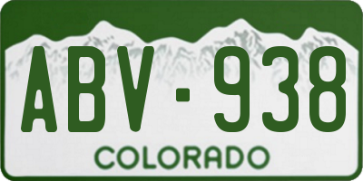 CO license plate ABV938