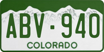 CO license plate ABV940