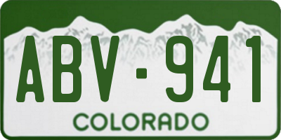 CO license plate ABV941