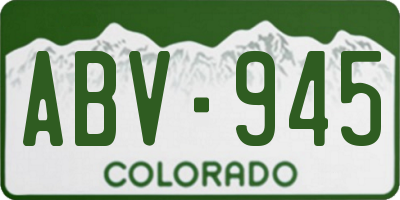 CO license plate ABV945