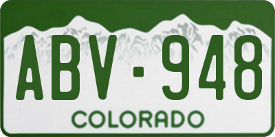 CO license plate ABV948