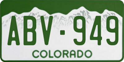 CO license plate ABV949