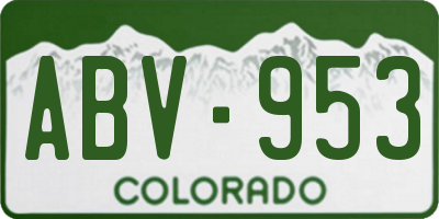 CO license plate ABV953