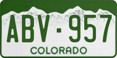 CO license plate ABV957