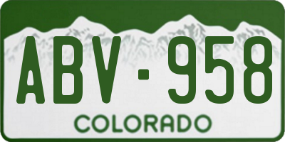 CO license plate ABV958
