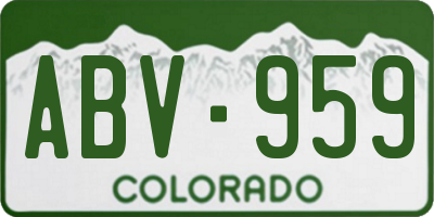 CO license plate ABV959