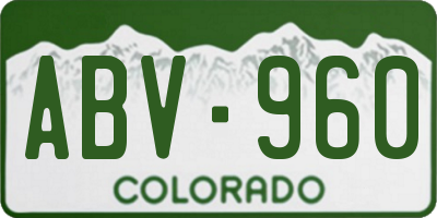 CO license plate ABV960
