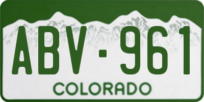 CO license plate ABV961