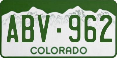 CO license plate ABV962