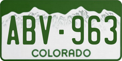 CO license plate ABV963