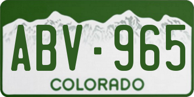 CO license plate ABV965