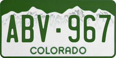 CO license plate ABV967