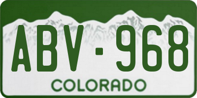 CO license plate ABV968