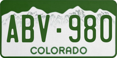 CO license plate ABV980