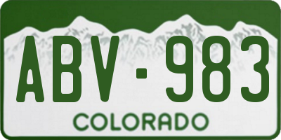 CO license plate ABV983