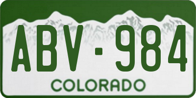CO license plate ABV984