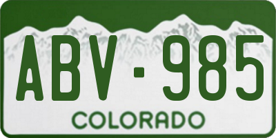 CO license plate ABV985