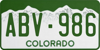 CO license plate ABV986
