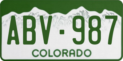 CO license plate ABV987
