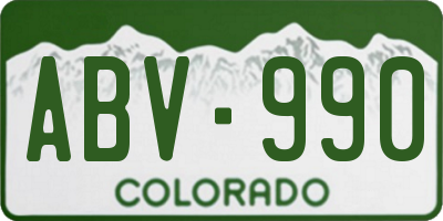 CO license plate ABV990