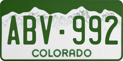 CO license plate ABV992