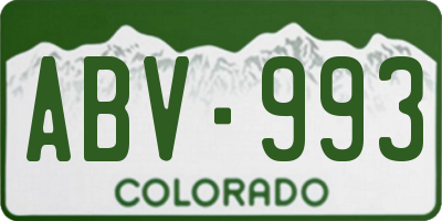 CO license plate ABV993