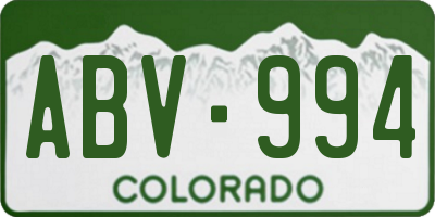 CO license plate ABV994