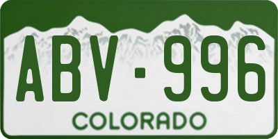 CO license plate ABV996