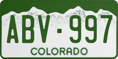 CO license plate ABV997